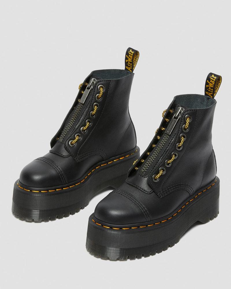 Botas Plataforma Dr Martens Sinclair Max Pisa Cuero Mujer Negros | MX 526UZG